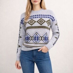 J.CREW Size Small Mohair/Wool Blend Abstract Fair Isle Pullover Sweater B6163